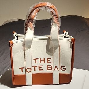 Chic White and Tan Tote Bag